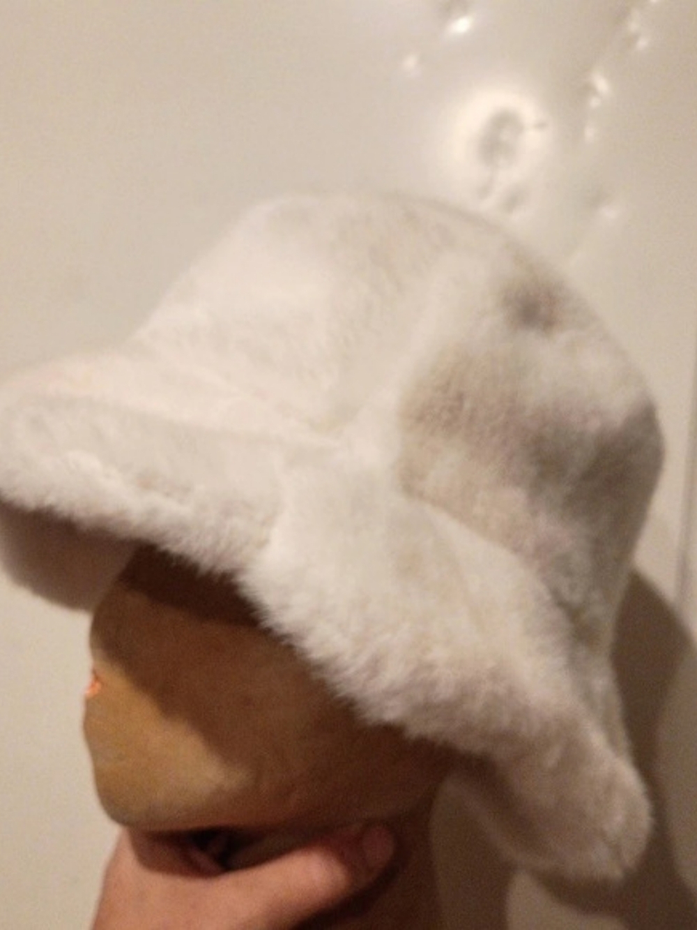 White Faux Fur Bucket Hat